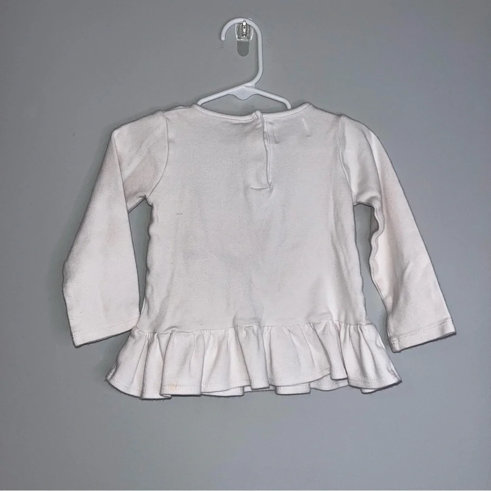 Mud Pie White Long Sleeve Shirt with Festive Owl